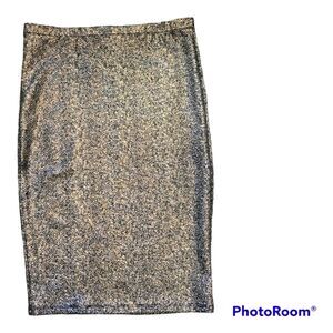 MATERIAL GIRL SILVER GLITTER PENCIL SKIRT - L